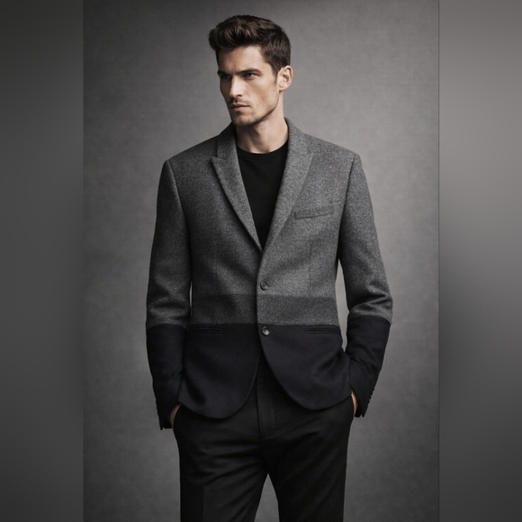 Neil Barrett Other - Neil Barrett Slim Fit Colorblock Wool Blazer Jacket Gray Black Italy Size 50 Lux